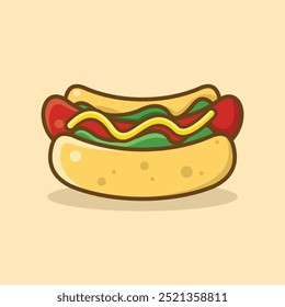 Vector Cute Cartoon Delicious Hotdog 