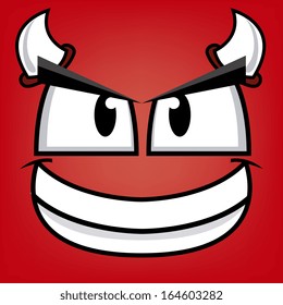 A Vector Cute Cartoon Devil Smiling Face