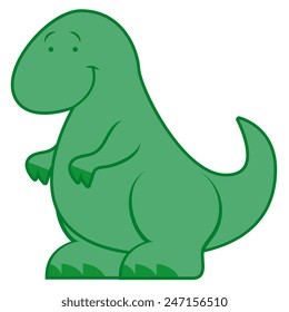 Vector Cute Cartoon Dinosaur Isolated On White Background