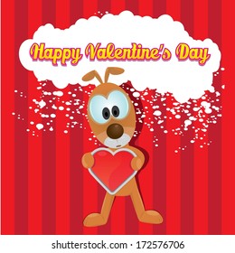 vector cute cartoon dog holding heart. love concept illustration. valentine day love beautiful card.