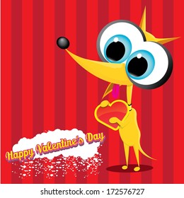 vector cute cartoon dog holding heart. love concept illustration. valentine day love beautiful card.