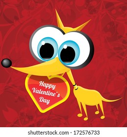 vector cute cartoon dog holding heart. love concept illustration. valentine day love beautiful card.