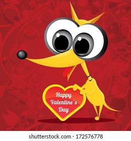 vector cute cartoon dog holding heart. love concept illustration. valentine day love beautiful card.