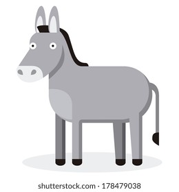 Vector Cute Cartoon Donkey Isolated On White Background