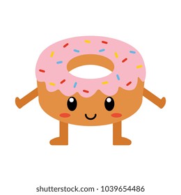 Vector cute cartoon donut isolated