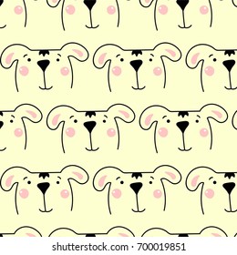 Vector cute cartoon doodle pattern with dogs