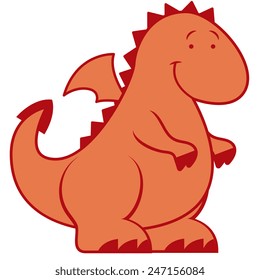 Vector Cute Cartoon Dragon Isolated On White Background