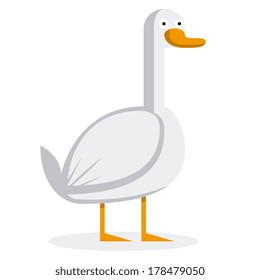 Vector Cute Cartoon Duck Isolated On White Background