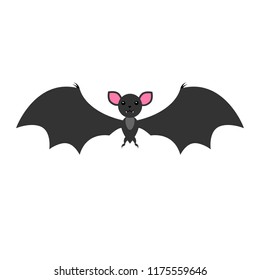 vector cute cartoon flying black dark gray smiling bat with face