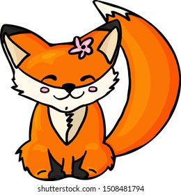 Vector cute cartoon fox. Vector fox. Fox vector illustration