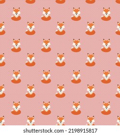 Vector cute cartoon fox seamless pattern. Orange fox's head on background. Good for print, textile, fabrics, wallpaper, decoration. eps 10
