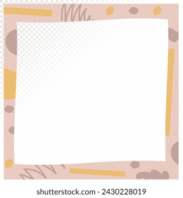 Vector cute cartoon frame with decorative dots lines and waves