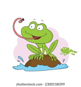vector cute cartoon frog illustration