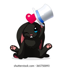 vector cute cartoon Funny bunny black Boy  isolated on white background