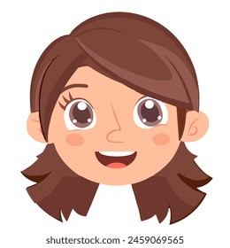 Vector cute cartoon girl with facial expression on white background