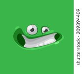 Vector cute cartoon green happy face