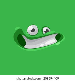 Vector cute cartoon green happy face