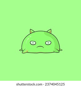 Vector Cute Cartoon Green Monster	