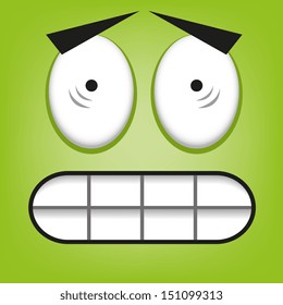 A Vector Cute Cartoon Green Scared Face