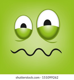 A Vector Cute Cartoon Green Sick Face