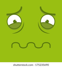 Vector Cute Cartoon Green Sick Face