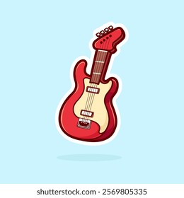 Vector Cute Cartoon Guitar Electric Music Instrument, perfect for logo. sticker. icon. etc.