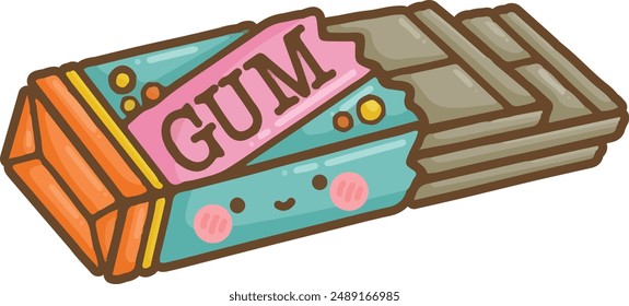 Un Vector de un lindo paquete de chicles de dibujos animados