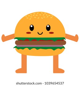 Vector cute cartoon hamburguer isolated