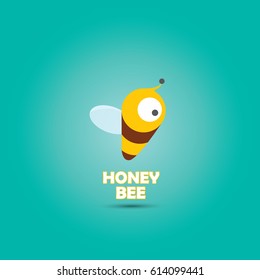 vector cute cartoon happy baby bee icon. honeybee logo design template