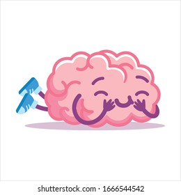 Dibujo vectorial curado feliz y el cerebro tranquilo aislado