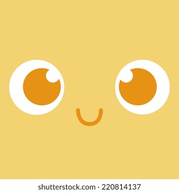 Vector Cute Cartoon Happy Face Editable