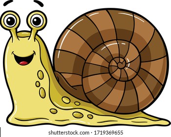 Vector Cute Cartoon Happy Snail Stock Vector (Royalty Free) 1719369655 ...