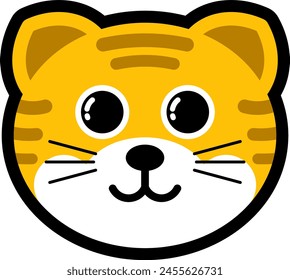 vector cute cartoon head of a tiger