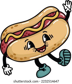 a vector of a cute cartoon hotdog