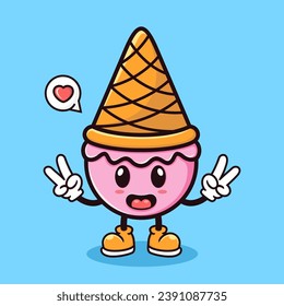 Vector cute cartoon ice cream peace greetings.