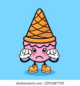 Vector cute cartoon ice cream sad sedan