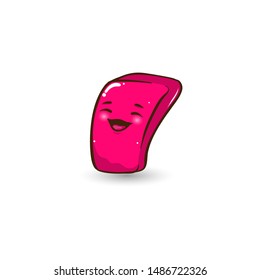 Vector cute cartoon illustration - hand drawn school or office equipment icon - eraser or rubber. School or office stationery for kids, Back to school doodle stickers, smiling character, emoji