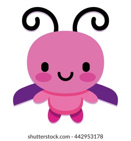 Vector Cute Cartoon Insect Isolated On White Background