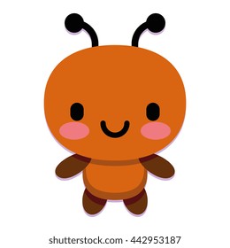 Vector Cute Cartoon Insect Isolated On White Background