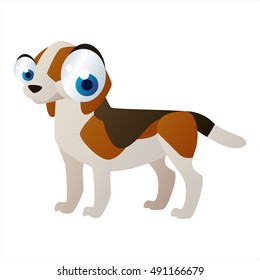 Vector cute cartoon isolated on white dog breeds image. Dogs. Beagle