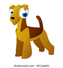 Vector cute cartoon isolated on white dog breeds image. Dogs. Airedale terrier
