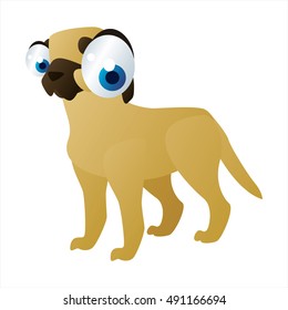 Dibujo vectorial lindo aislado en la imagen de perros blancos. Perros. Mastiff