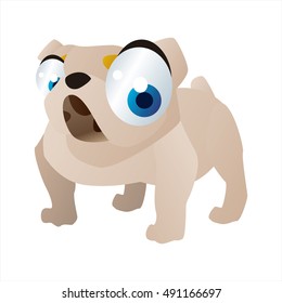 Vektorcute Cartoon einzeln auf Weiß-Hund Rasse Bild. Hunde. Bulldogge