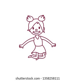 vector cute cartoon kid, child clip art coloring book page