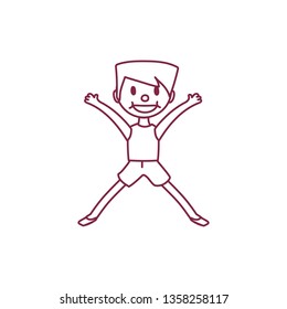 vector cute cartoon kid, child clip art coloring book page