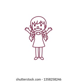 vector cute cartoon kid, child clip art coloring book page