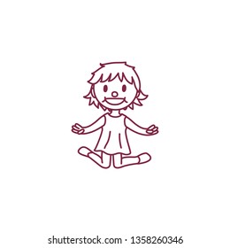 vector cute cartoon kid, child clip art coloring book page