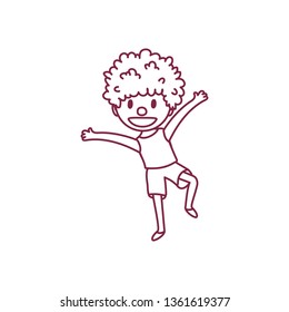 vector cute cartoon kid, child clip art coloring book page