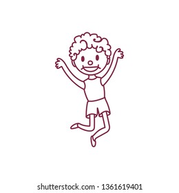 vector cute cartoon kid, child clip art coloring book page