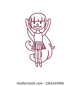 vector cute cartoon kid, child clip art coloring book page